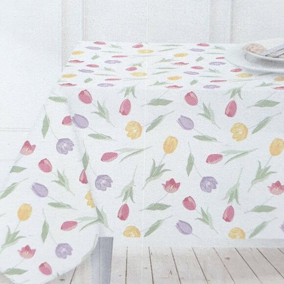 Fabric Tablecloth Spring Flowers Floral 60x102 Tulip Breeze - Picture 3 of 3